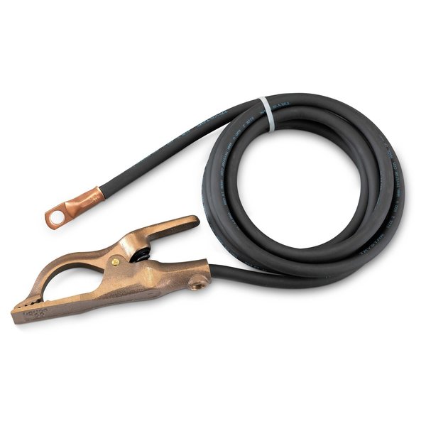 Trystar Premium Welding Cable 2/0 Black  10 FT  Black Male 2MPC / 300A Flat-Jaw Copper Ground Clamp TSWC20BK10-BKM-FJGC3